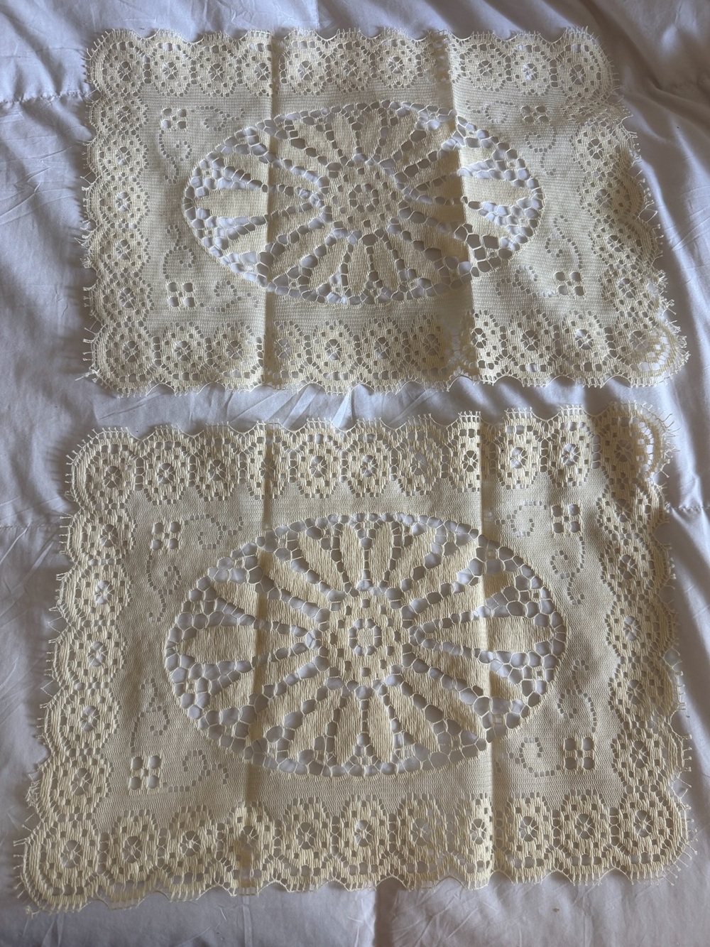 2pc Vintage Cream Crochet Lace Placemats